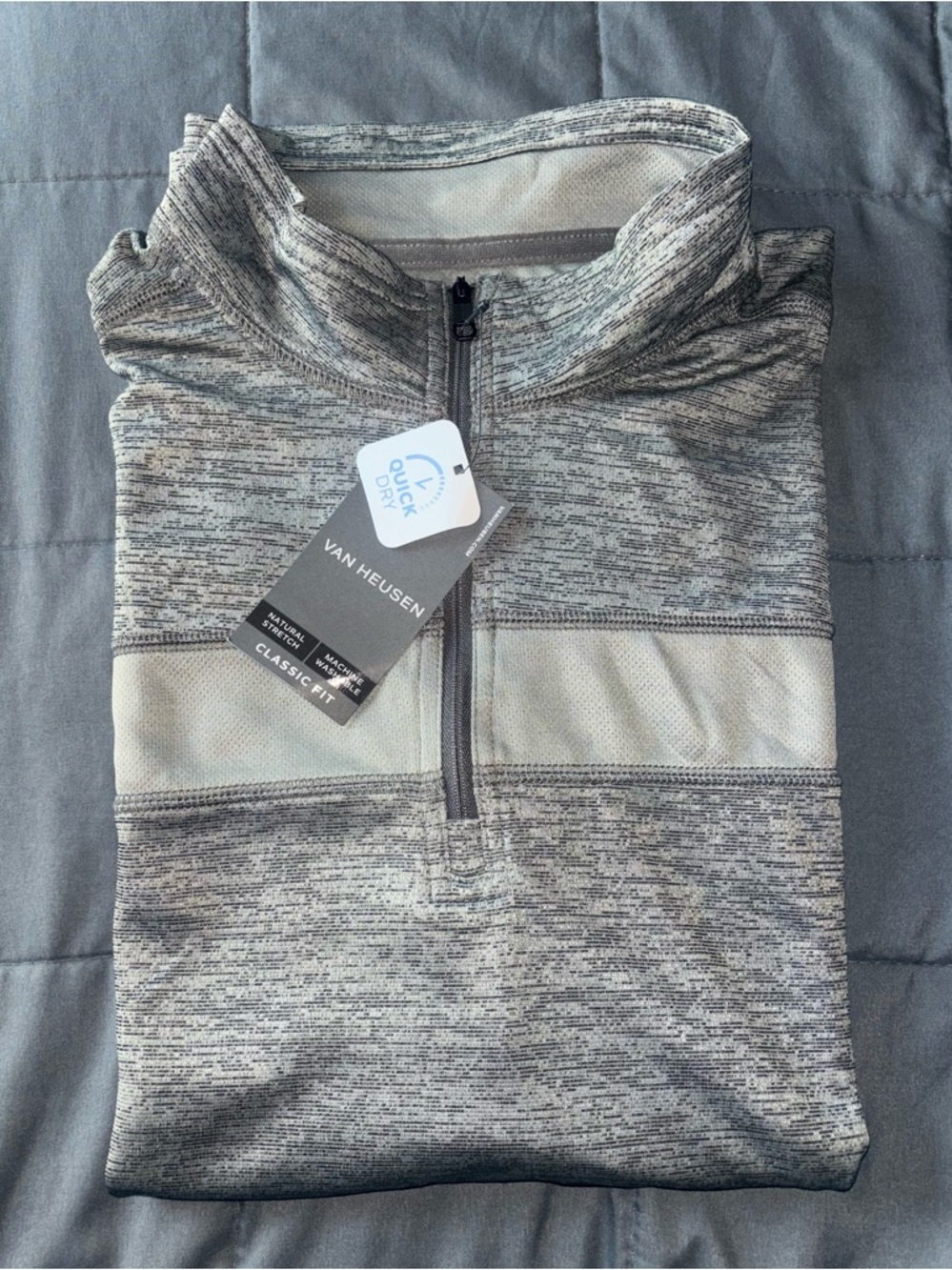 Van Heusen Men's Quarter-Zip Pullover in Gray